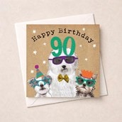 Age 90 Birthday Card - Fun Dogs Age 90 Birthday Card - Fun Dogs