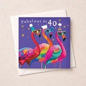 Age 40 Birthday Card - Fabulous Flamingos Age 40 Birthday Card - Fabulous Flamingos