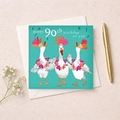 Age 90 Birthday Card - Happy Geese