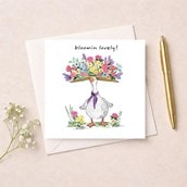 Open Card - Blooming Lovely Goose With Flowers Open Card - Blooming Lovely Goose With Flowers