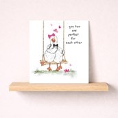 Anniversary Card - Two Geese On A Swing