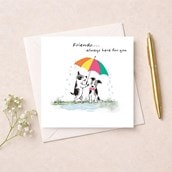 Friendship Card - Two Dogs Under An Umbrella