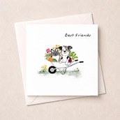 Friendship Card - Cat And Dog In A Wheelbarrow