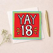 Age 18 Birthday Card - Yay 18 Age 18 Birthday Card - Yay 18