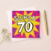 Age 70 Birthday Card - Super 70 Age 70 Birthday Card - Super 70