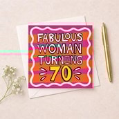 Age 70 Birthday Card - Fabulous Woman Turning 70 Age 70 Birthday Card - Fabulous Woman Turning 70