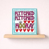 Wedding Card - Hitched Hitched Hooray