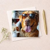 Grandad Birthday Card - Golden Retriever With a Glass Of Wine Grandad Birthday Card - Golden Retriever With a Glass Of Wine