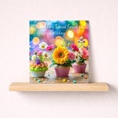 Grandma Birthday Card - Flower Cupcakes Grandma Birthday Card - Flower Cupcakes
