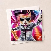 Sister Birthday Card - Disco Cat Sister Birthday Card - Disco Cat
