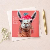 Daughter Birthday Card - Fancy Llama