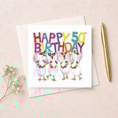 Age 50 Birthday Card - 50th Geese