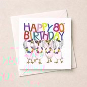 Age 80 Birthday Card - 80th Geese