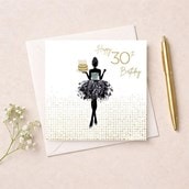 Age 30 Card - Lady With Cake Age 30 Card - Lady With Cake