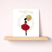 Age 40 Card - Lady With Balloon Age 40 Card - Lady With Balloon