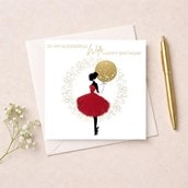 Wife Birthday Card - Lady With Balloon