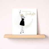 Granddaughter Birthday Card - Lady With Drink Granddaughter Birthday Card - Lady With Drink