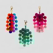Pom Pom Ombre Bag Charms | Green, Pink or Rainbow