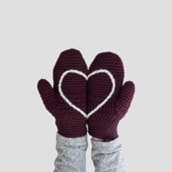 Crochet Heart Mittens | Available In Two Colours Crochet Heart Mittens | Available In Two Colours