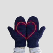 Crochet Heart Mittens | Available In Two Colours Crochet Heart Mittens | Available In Two Colours