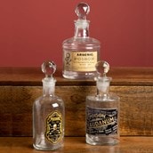 Set Of 3 Glass Poisonous Decanters