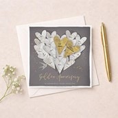 Golden Anniversary Card - Gold Hearts Golden Anniversary Card - Gold Hearts