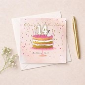 Age 14 Birthday Card - Birthday Cake