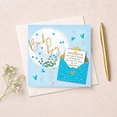 New Baby Card - Baby Boy Balloon and Telegram