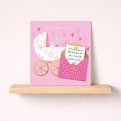 New Baby Card - Baby Girl Pram