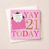 Age 21 Birthday Card - Yay 21 Today Age 21 Birthday Card - Yay 21 Today