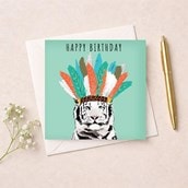 Birthday Card - White Tiger