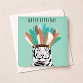 Birthday Card - White Tiger Birthday Card - White Tiger