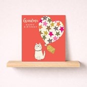 Grandma Birthday Card - Cat & Balloon