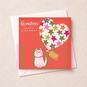 Grandma Birthday Card - Cat & Balloon