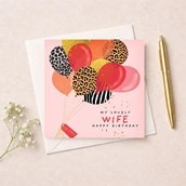 Wife Birthday Card - Bunch Of Balloons Wife Birthday Card - Bunch Of Balloons