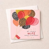 Wife Birthday Card - Bunch Of Balloons Wife Birthday Card - Bunch Of Balloons