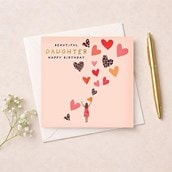 Daughter Birthday Card - Hearts