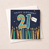 Age 21 Birthday Card - Birthday Candles