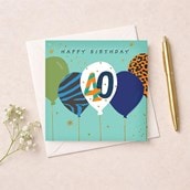 Age 40 Birthday Card - Birthday Balloons Age 40 Birthday Card - Birthday Balloons
