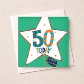 Age 50 Birthday Card - Star Balloon Age 50 Birthday Card - Star Balloon