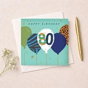 Age 80 Birthday Card - Bunch Of Balloons Age 80 Birthday Card - Bunch Of Balloons