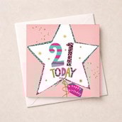 Age 21 Birthday Card - Star Balloon Age 21 Birthday Card - Star Balloon