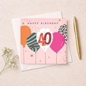 Age 40 Birthday Card - Birthday Balloons Age 40 Birthday Card - Birthday Balloons
