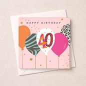 Age 40 Birthday Card - Birthday Balloons