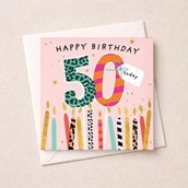 Age 50 Birthday Card - Birthday Candles Age 50 Birthday Card - Birthday Candles