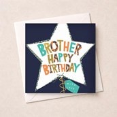 Brother Birthday Card - Star Balloon Brother Birthday Card - Star Balloon