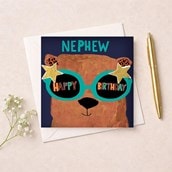 Nephew Birthday Card - Sunglasses Bear