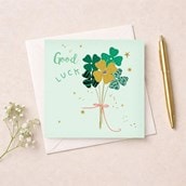 Good Luck Card - Four Leaf Clovers Good Luck Card - Four Leaf Clovers