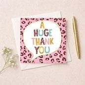 Thank You Card - Pink Leopard Print Thank You Card - Pink Leopard Print