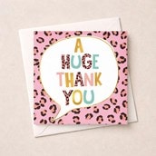 Thank You Card - Pink Leopard Print Thank You Card - Pink Leopard Print